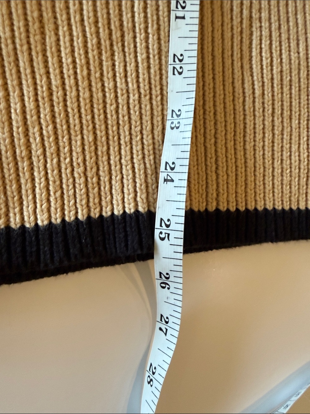 CAbi Polo Turtleneck Sweater Camel/Black Striped Chunky Ribbed Knit Size Small - Picture 8 of 11